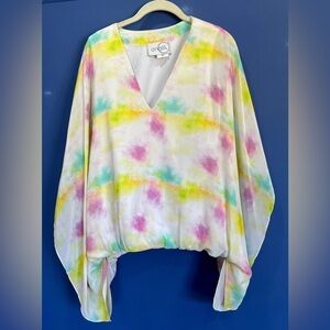 Analili Watercolor Ladies Summer Blouse
